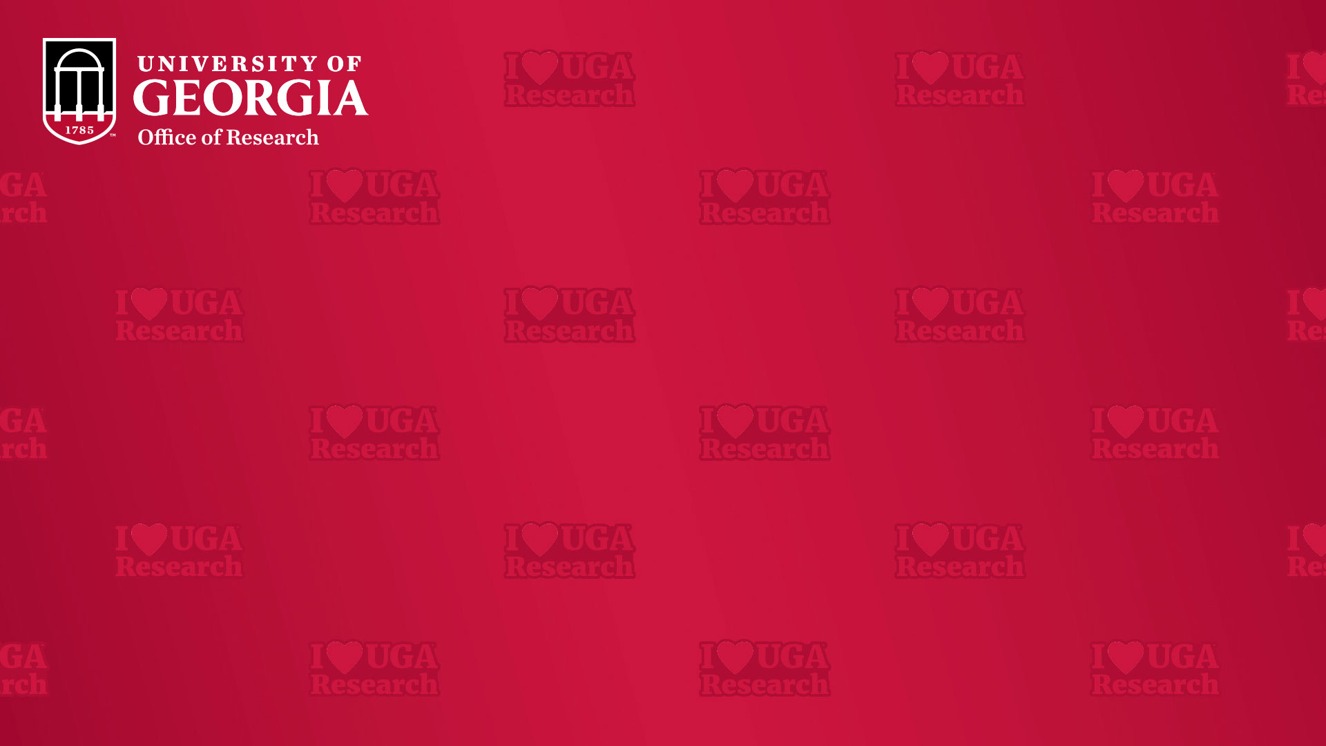 Step and repeat banner of I love UGA Research with University of Georgia Office of Research logo