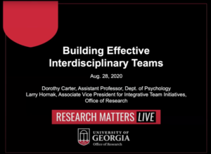 Powerpoint title slide: Building Effective Interdisciplinary Teams