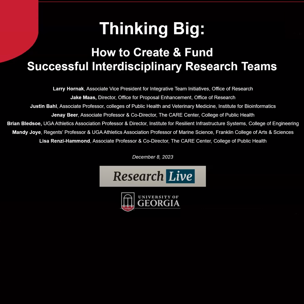 Thinking Big: How to Create & Fund Successful Interdisciplinary Research Teams