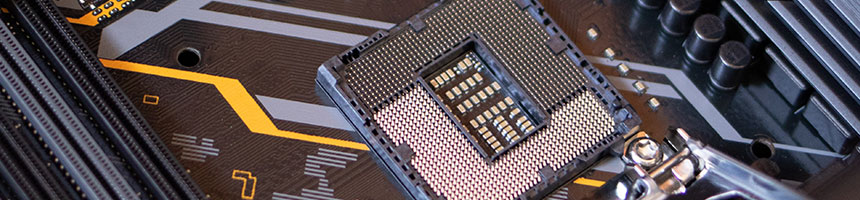 detail of motherboard with chip