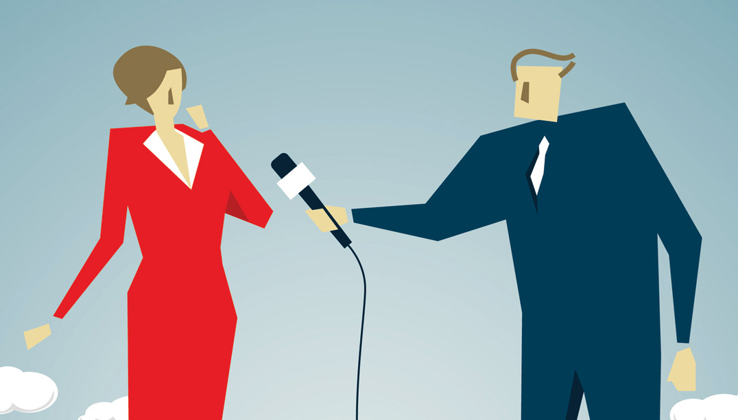 Illustration of woman reluctant to give interview