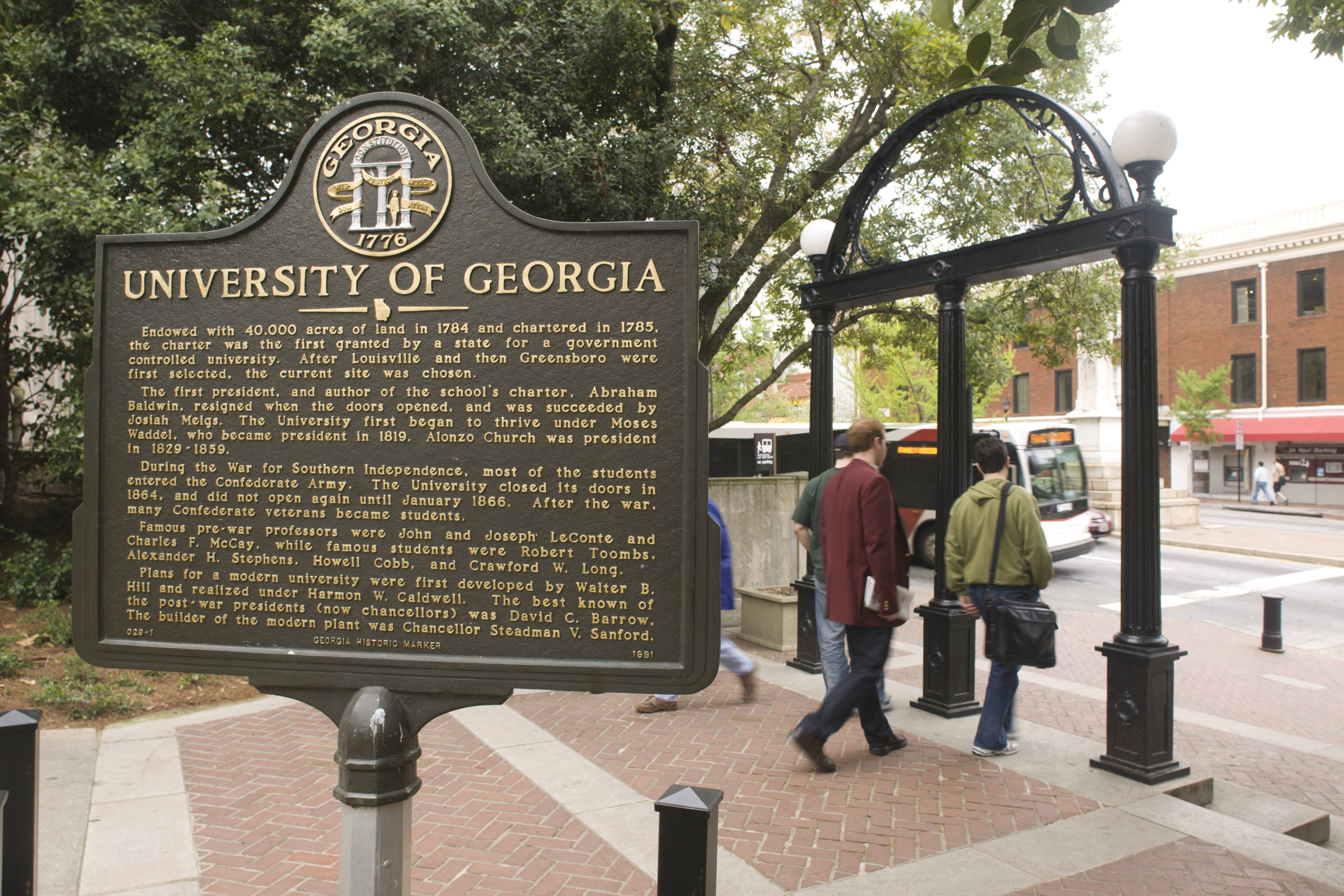University of Georgia historic marker and Arch