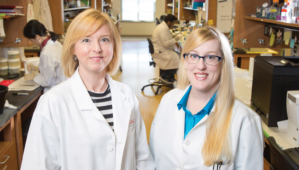 University of Georgia researchers Shelley Hooks and Mandy Murph in a laboratory