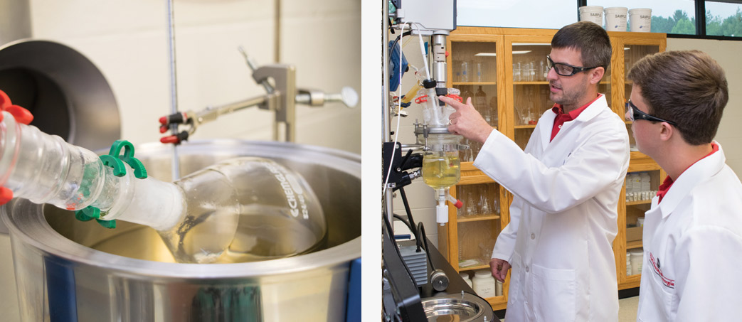 detail of flask in laboratory, Joe Grubbs and Ben Bridges
