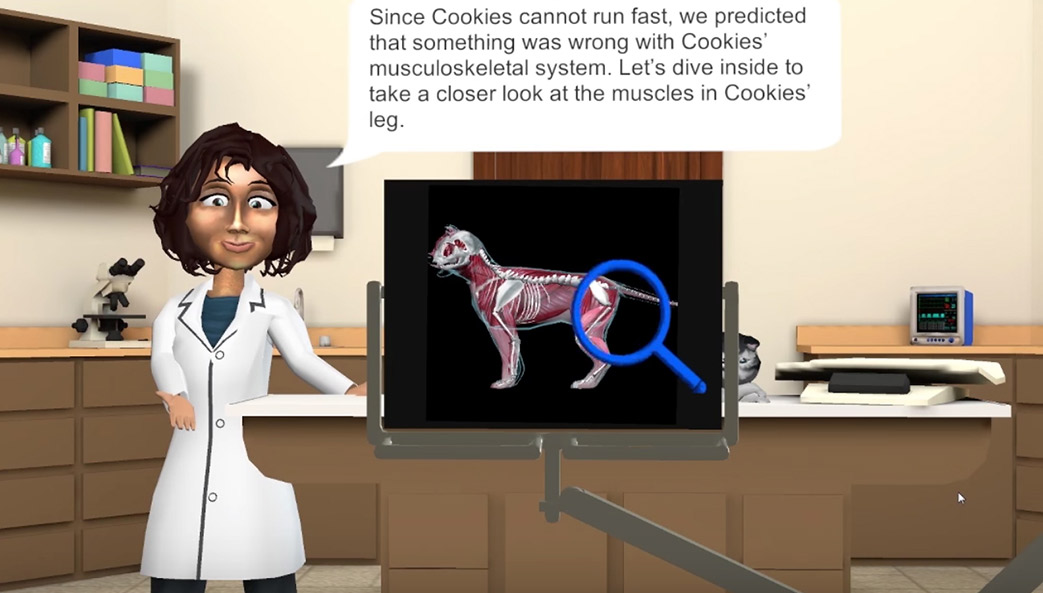 screen shot from Virtual Vet, a digital learning game
