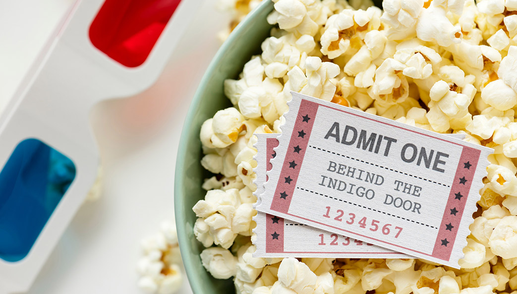 movie ticket, popcorn, 3D glasses