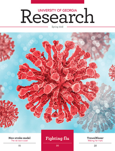 University of Georgia Research Magazine Spring 2018 cover - virus illustration