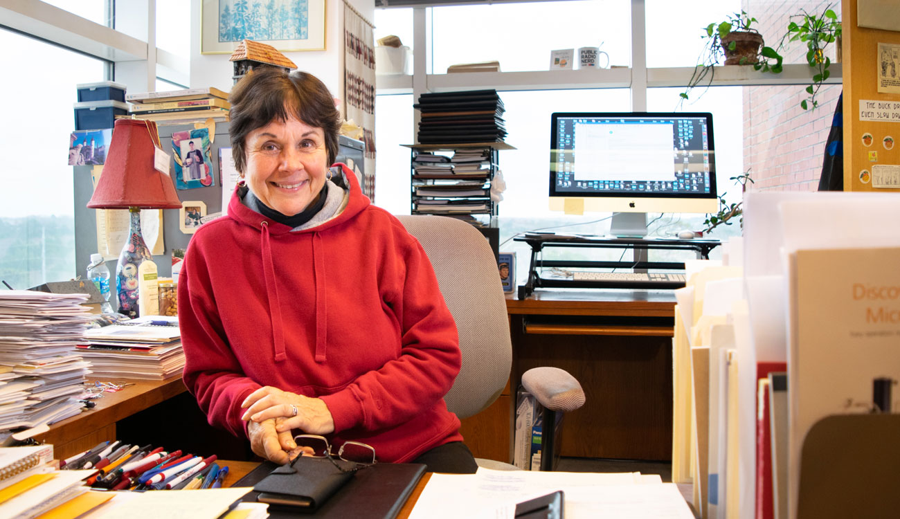 University of Georgia researcher Janet Westpheling in her office