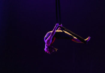 A student with UGA’s CORE Contemporary and Aerial Dance company performs