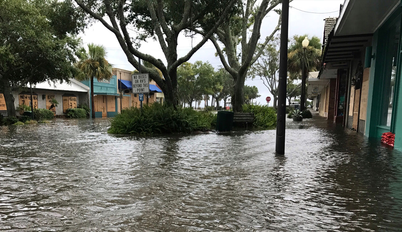flooded street on St. Simons Island