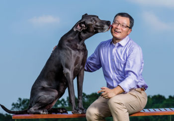University of Georgia Research Biao He with Great Dane