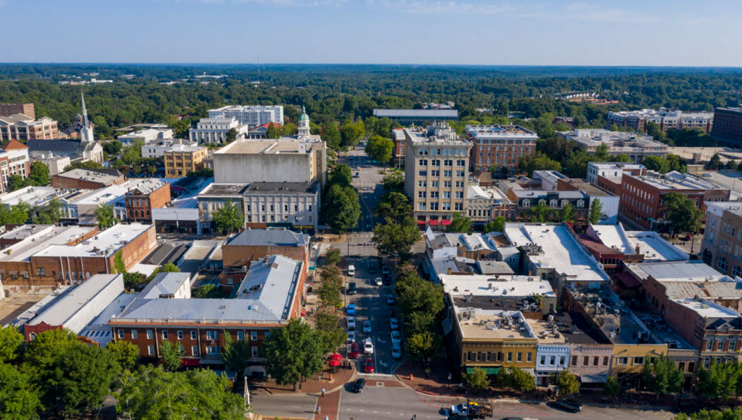 Aerial photo of downtown Athens, GA