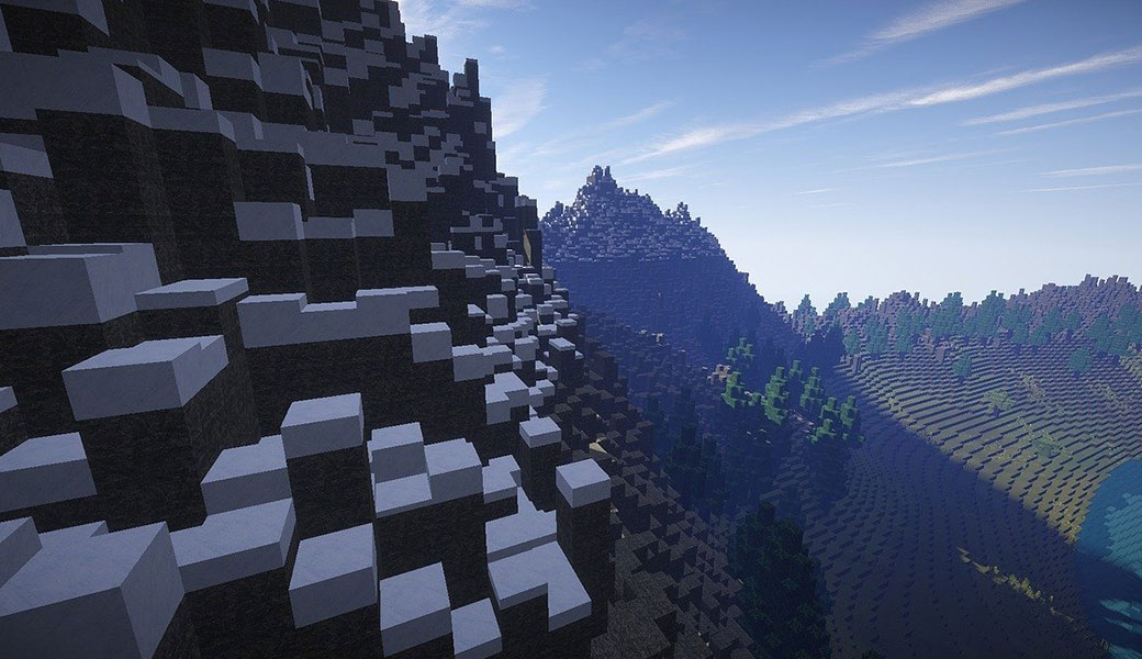 illustration image of Minecraft mountains