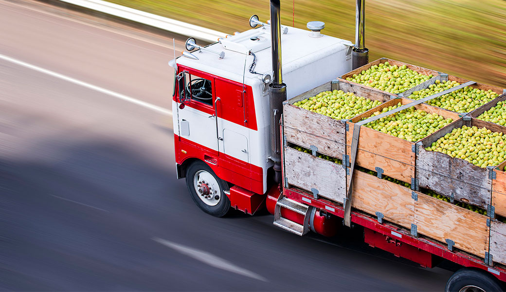 photo of semi truck full of produce