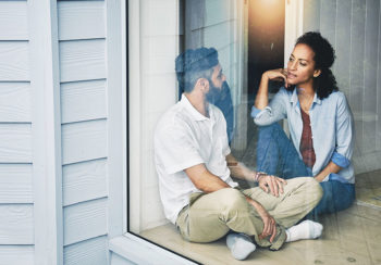 photo of couple talking