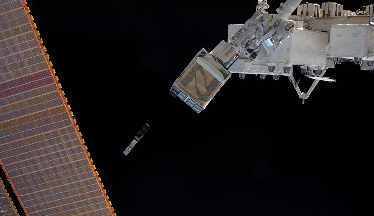 satellite deploying from International Space Station