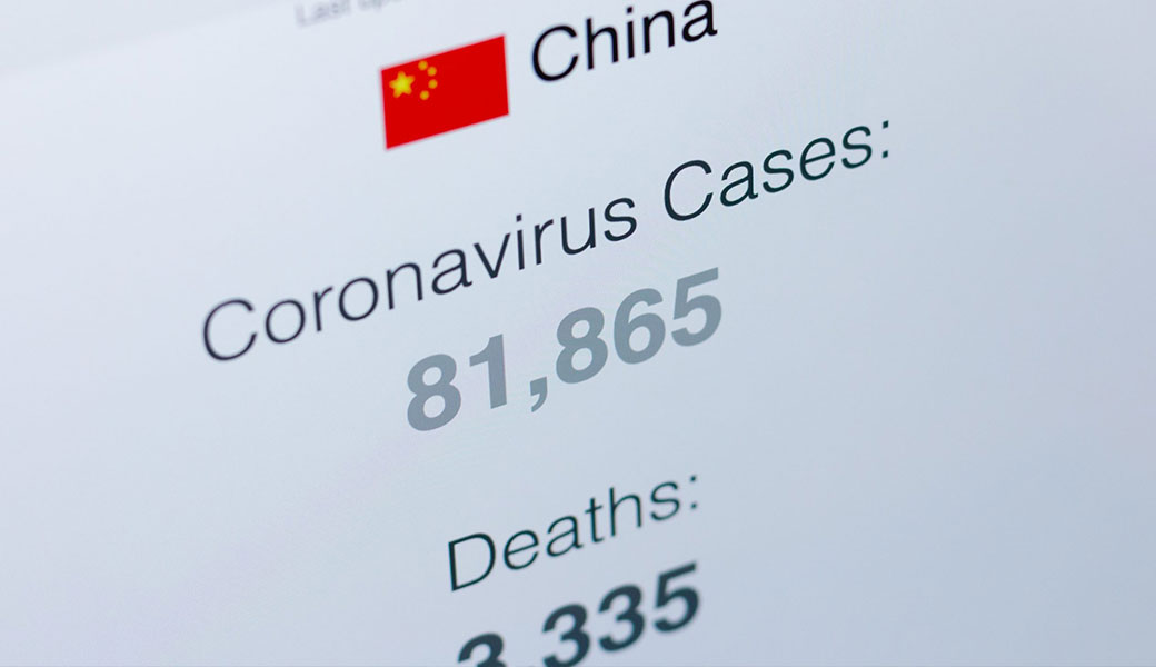 screenshot of COVID infection numbers