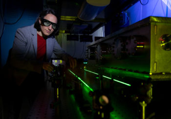 University of Georgia researcher Melanie Reber works with laser in laboratory