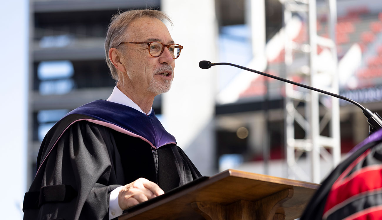 University of Georgia Vice President for Research David Lee speaks at commencement ceremony