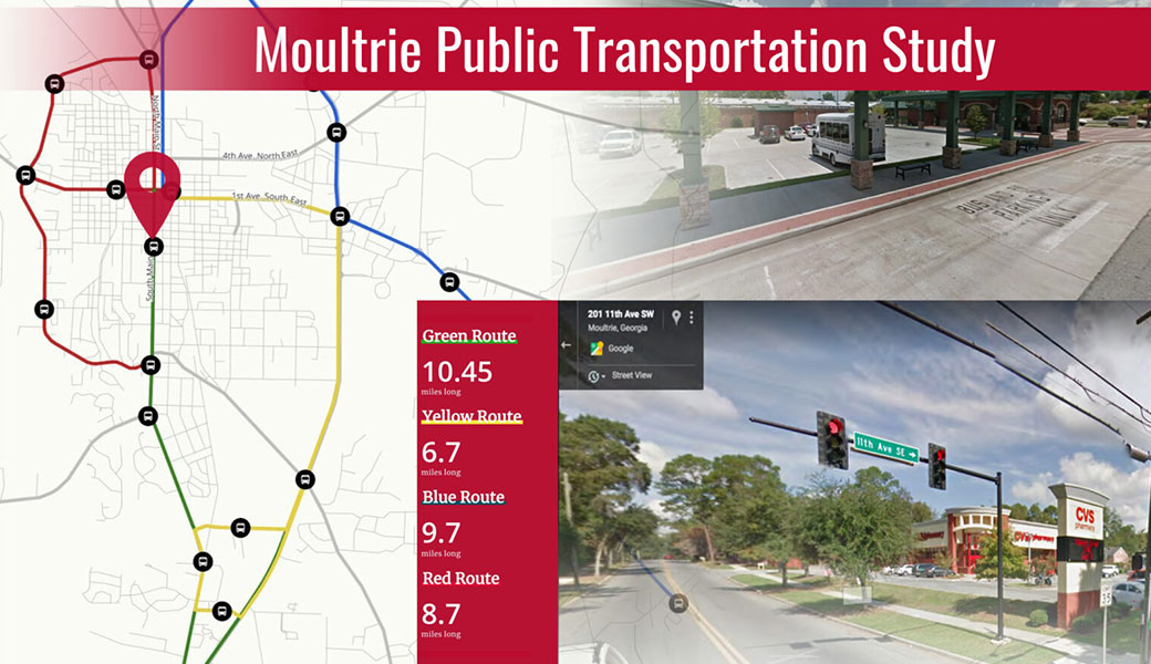 map illustration of the transit system in Moultrie, Georgia