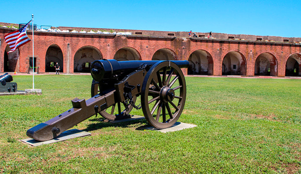 photo of a cannon within the walls of Fort Pulaski