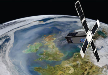 Artist rendition of SeaHawk-1 in orbit over Scotland