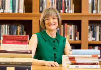 University of Georgia researcher Elizabeth Wright in library