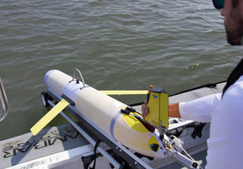 research deploying ocean glider from a boat