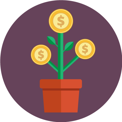 icon of money growing on plant