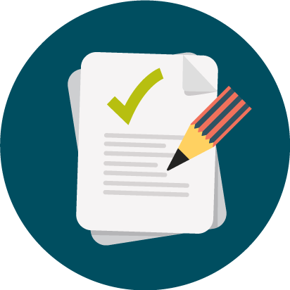 icon of papers with pencil and checkmark