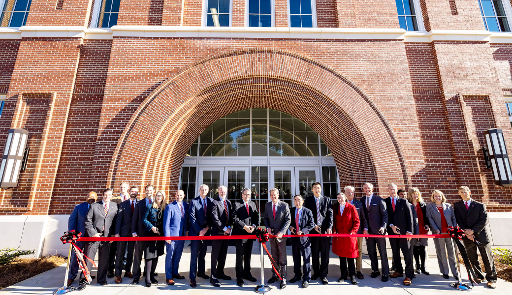 Officials cut the ribbon on the new I-STEM Research Building 1.
