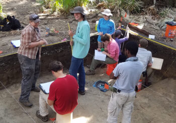 UGA archaeology students working on a dig