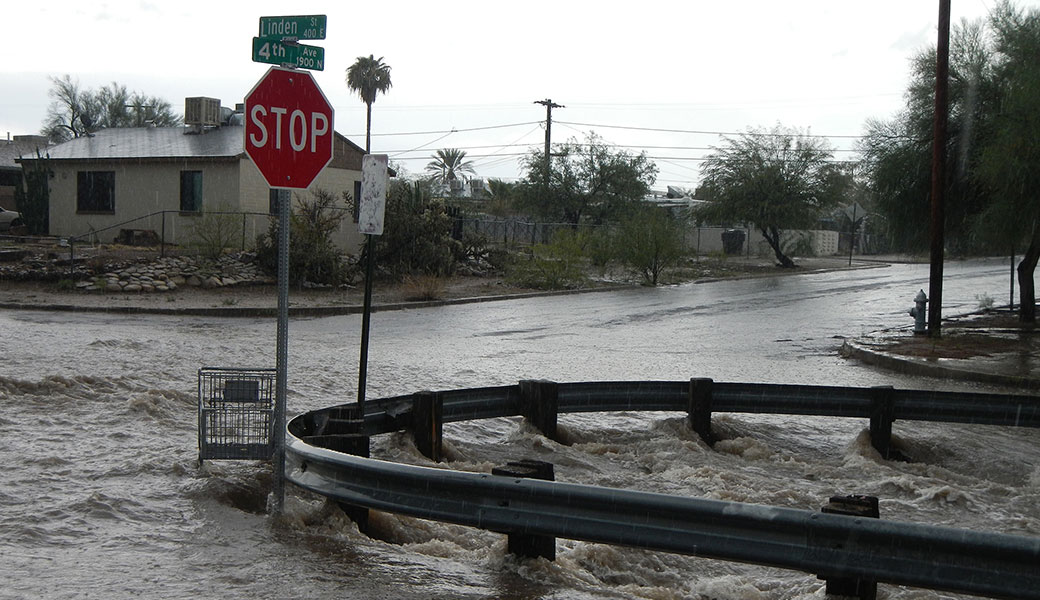 image of flooding at Bronx Wash in Tucson, Arizona