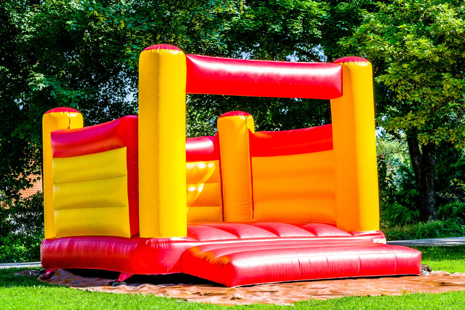 Yellow and red bounce house