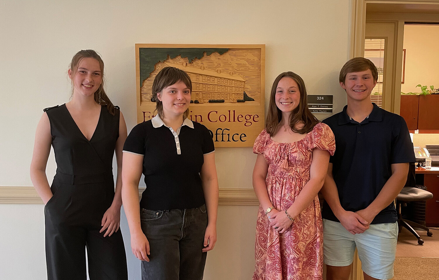 The 2023 Cora Miller Fine Arts Scholars, from left: Katherine Stockton, Emma Scott, Wyn Thomas, and William Tomaszewski.