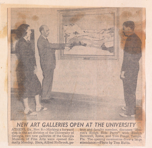 Media clipping from a scrapbook kept by Lamar Dodd, head of the art department at UGA that now bears his name