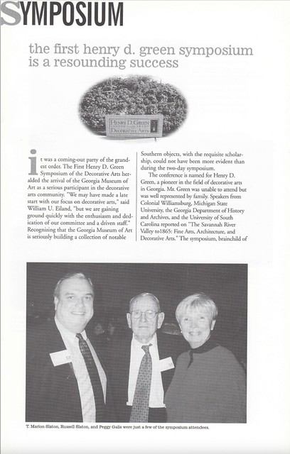 An article from the museum's newsletter about the first Henry D. Green Symposium of the Decorative Arts