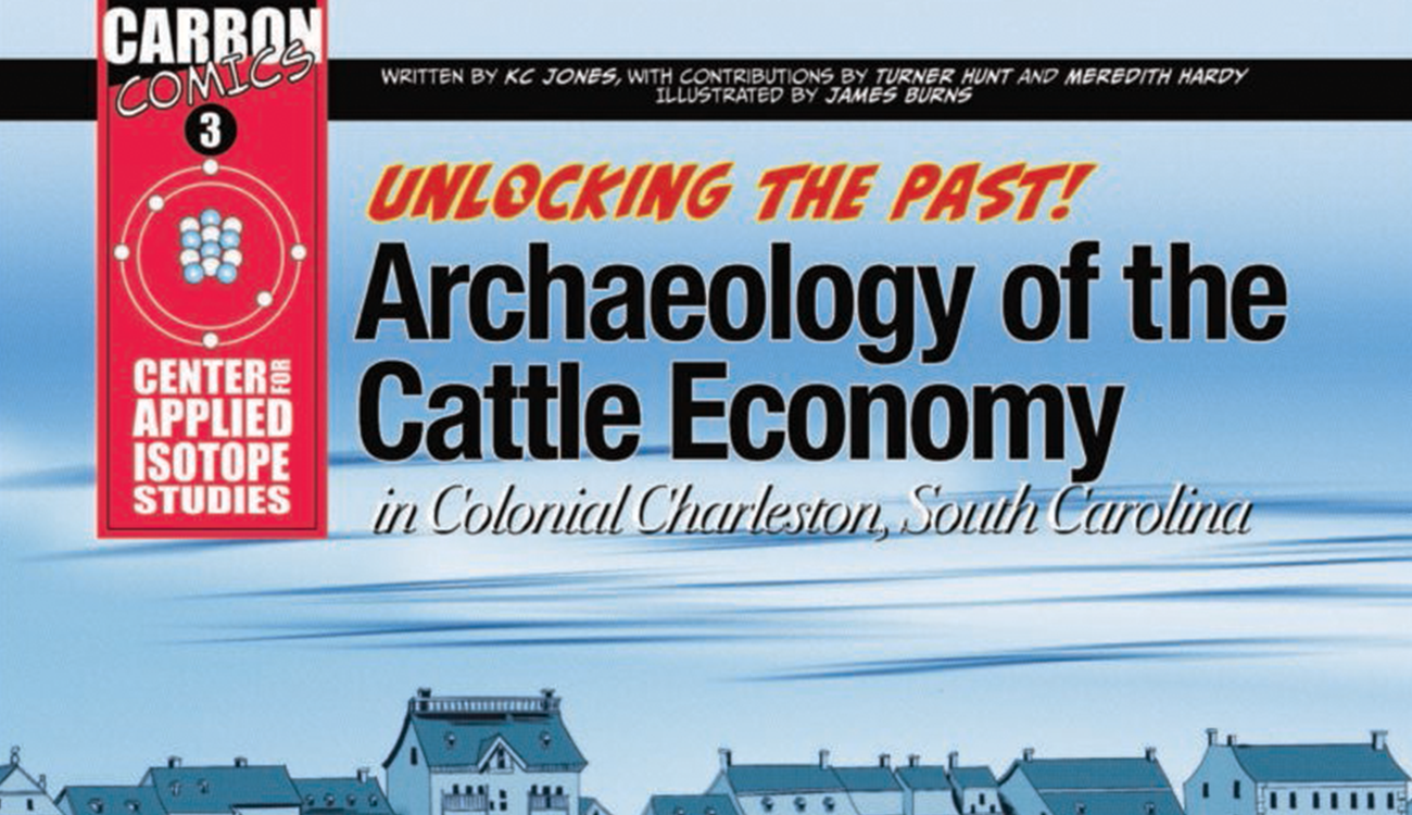 A comic book titled "Unlocking the Past! Archaeology of the Cattle Economy."