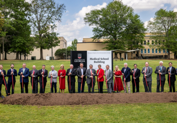 UGA officials and state dignitaries mark the groundbreaking of the new medical education and research building for the School of Medicine on the Health Sciences Campus in Athens. (Photo by Dorothy Kozlowski/UGA)