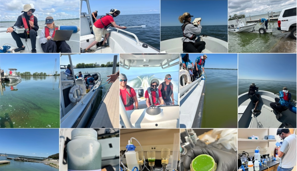 A collage of images from these efforts as the team collects data from waterbodies.