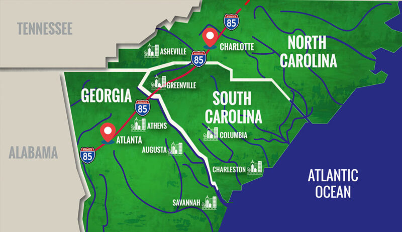 illustration of the southeastern United States waterways