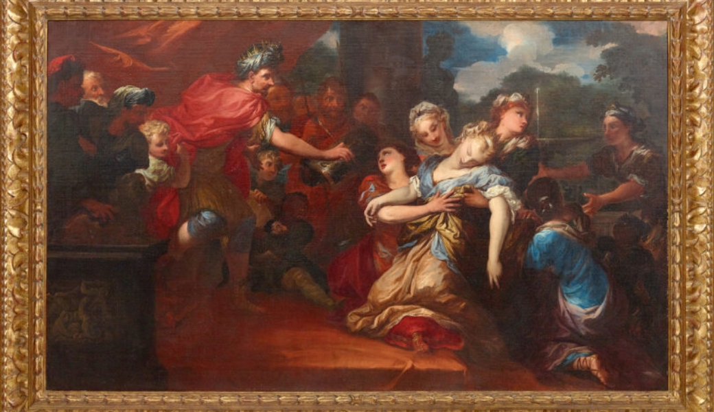 Pietro Dandini (1646-1712), “Esther Before Ahasuerus,” 17th century. Oil on canvas, 42 11/16 × 65 1/2 inches. The Haukohl Collection.