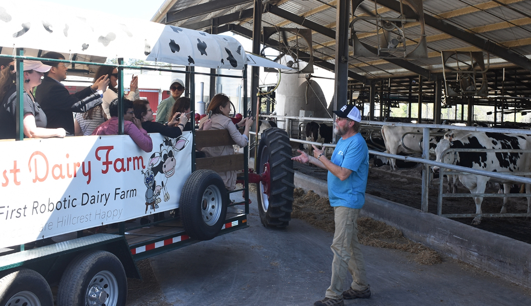 Rural Engagement Workshop participants in the 2023 cohort visit Hillcrest Dairy Farm to see how research has impacted dairy farming in Georgia.