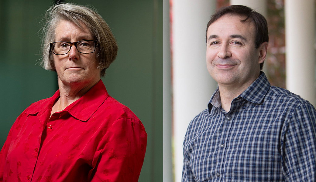 Robin Buell (left) and Daniel Perez are the newest UGA faculty members inducted into the National Academy of Sciences, a prestigious organization that honors distinguished, ongoing achievements in original research.
