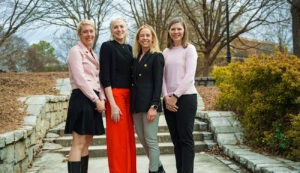 UGA faculty members (left to right) Tessa Andrews, Peggy Brickman, Paula Lemons and Erin Dolan—all representing STEM-related departments—will work together to build a collaborative learning community for undergraduate science education, funded by a six-year grant of nearly $500,000 from the Howard Hughes Medical Institute. (Photo by Lauren Corcino)