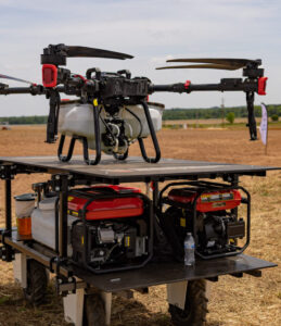 This is the automated Drone Dock system developed in CAES Assistant Professor Luan Oliveira’s Precision Horticulture Lab. The dock is designed to be an autonomous service platform for a spray drone. It was the grand winner at the 2025 Farm Robotics Challenge, where it competed against technologies from 37 other universities across the globe.