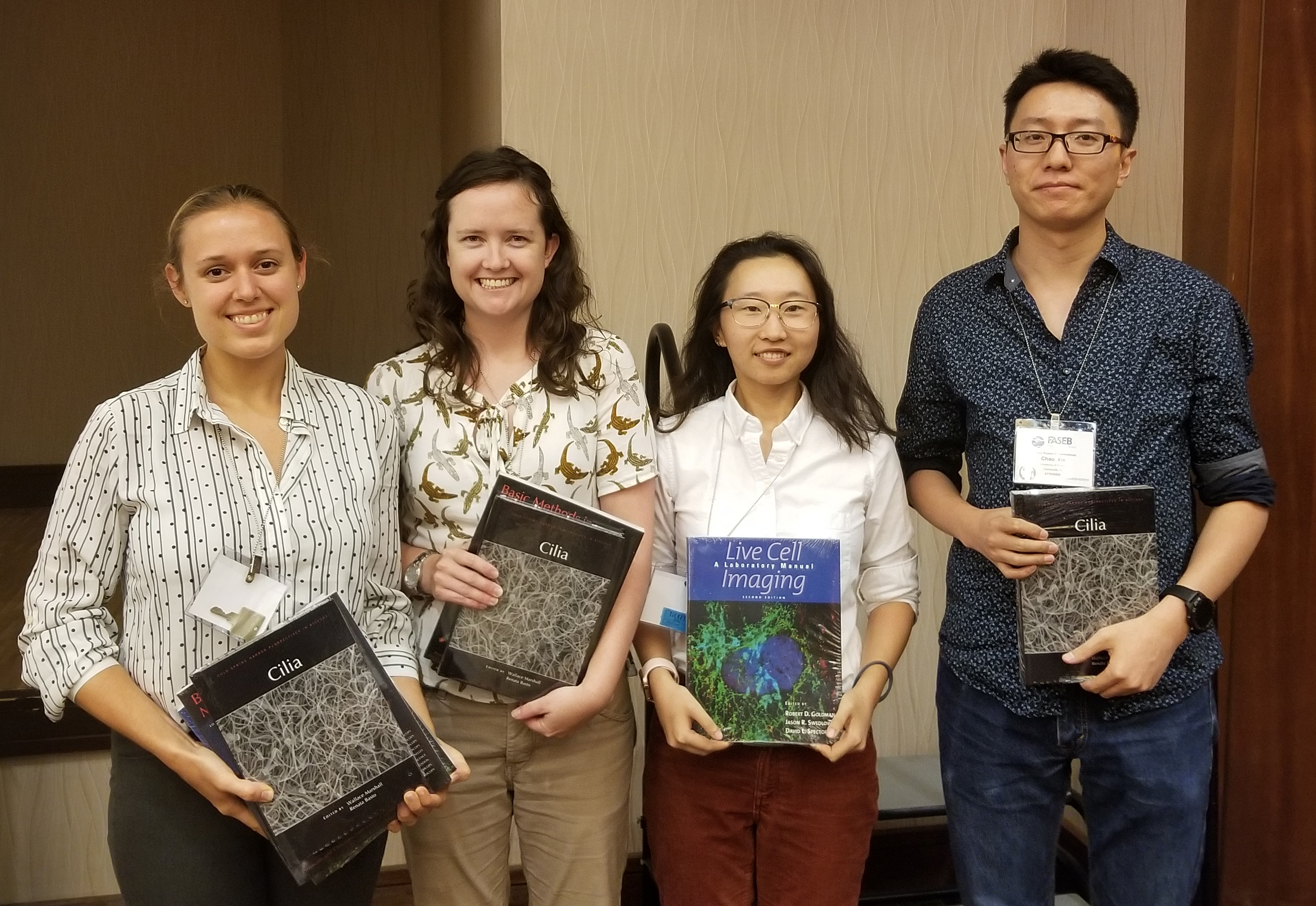 Graduate student winners for oral presentations from left to right: Jenna Wingfield (UGA), Anne Meyer-Miner (University of Toronto), Kewei Yu (UGA) and Chao Xie (University of Florida).